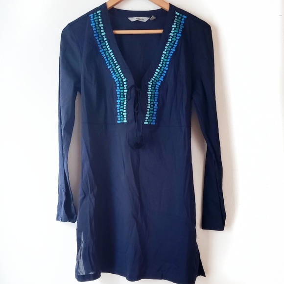 Athleta Other - Athleta Navy Swim Cover with Turquoise Collar